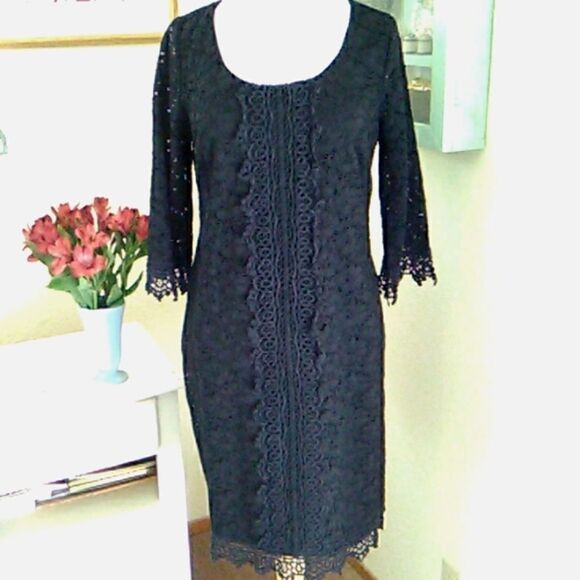 Alfani Woman Black Lace Shift Dress - Picture 1 of 11